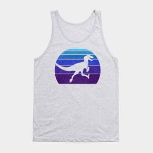 Utahraptor or Velociraptor Retro Synthwave Dino Tank Top